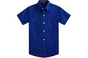 Spring&Gege Boys' Short Sleeve Dress Shirts Formal Uniform Woven Solid