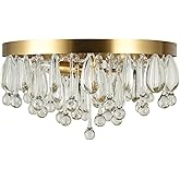 Kenroy Home Cascade Crystal Glass Bead 3 Light Flush Mount with Brushed Gold Metal Base