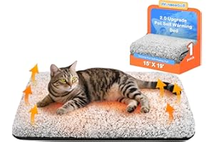 WanpeeGoo Self Warming Cat Bed, Heated Cat Bed, 2.0 Upgraded Thermal Foil Heating Pad, Plush Self-Heating Pet Mat for Crate, 