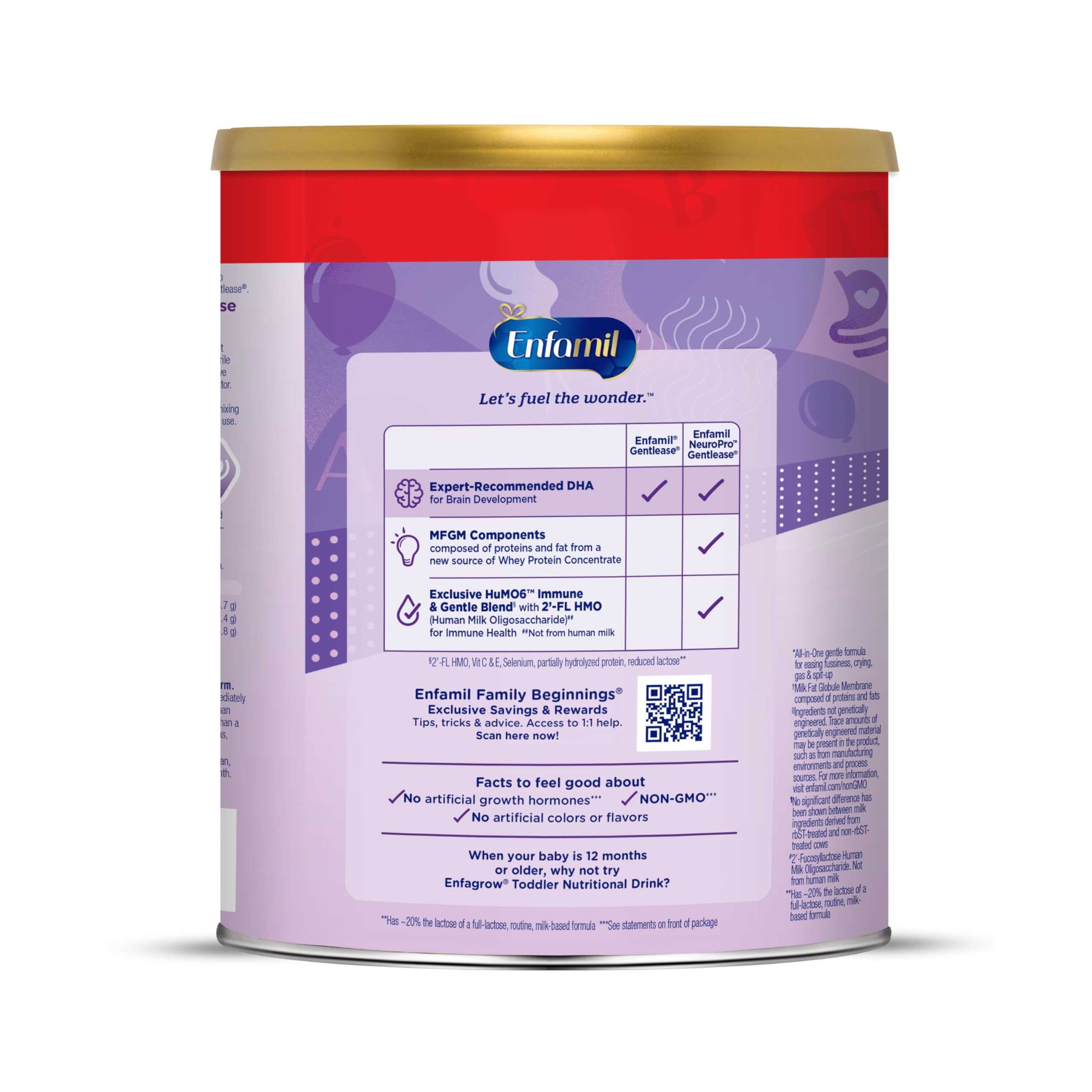 Enfamil NeuroPro Gentlease Baby Formula, Brain Building DHA, HuMO6 Immune Blend, Designed to Reduce Fussiness, Crying, Gas & Spit-up in 24 Hrs, Prebiotics to Promote Softer Stools, Baby Milk, 27.4 Oz