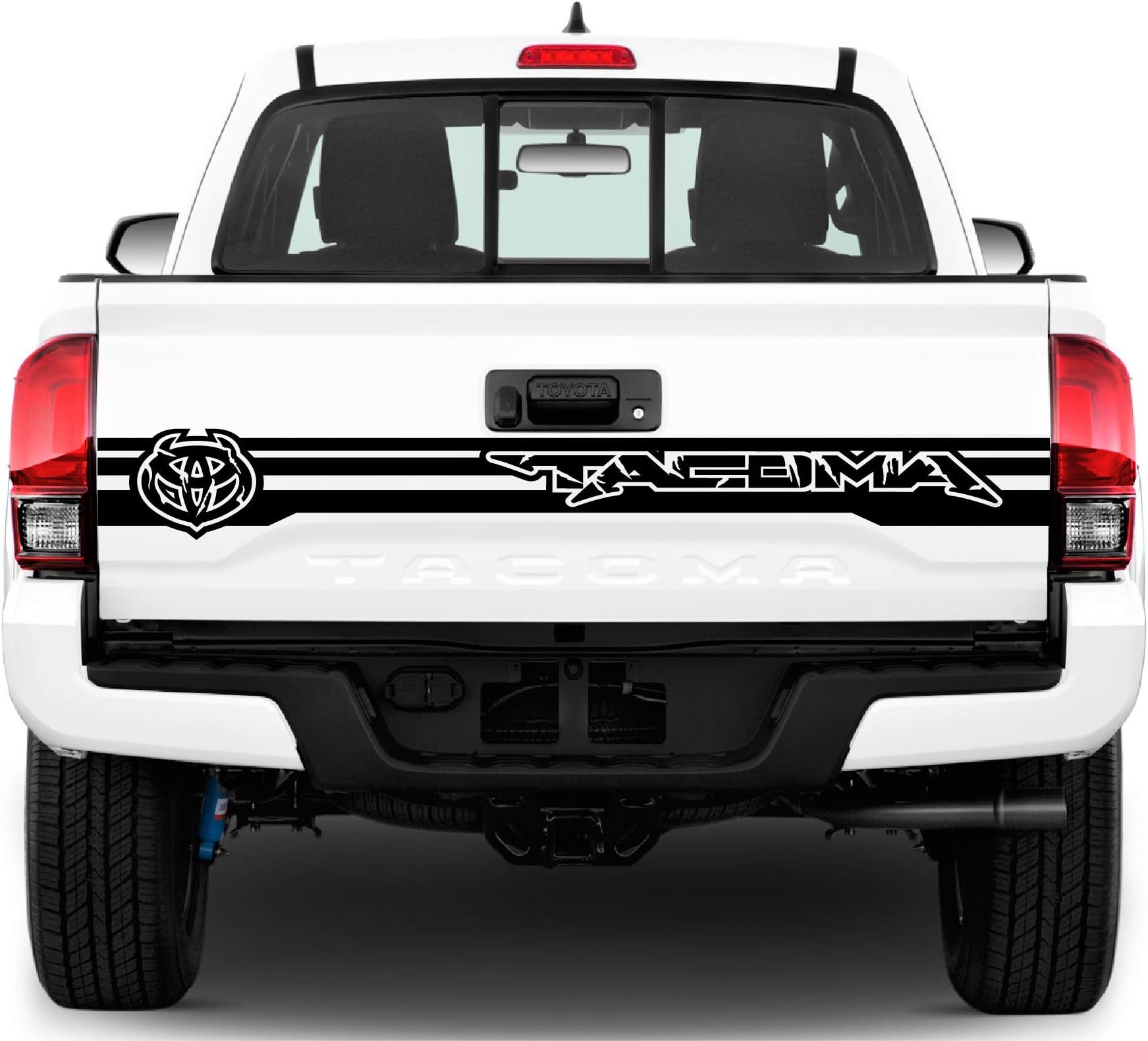 Evilrpm Bed Tailgate Vinyl Decal Sticker Stripe Custom Design Off Road Back Door Graphics for Toyota Tacoma (Black Gloss)