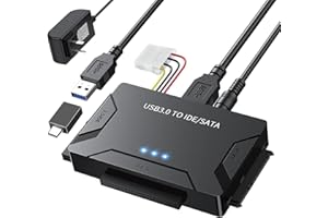 Hard Drive Reader, SATA IDE to USB 3.0 Adapter, USB + Type C External Hard Drive Reader Ultra Recovery Converter for 2.5" 3.5