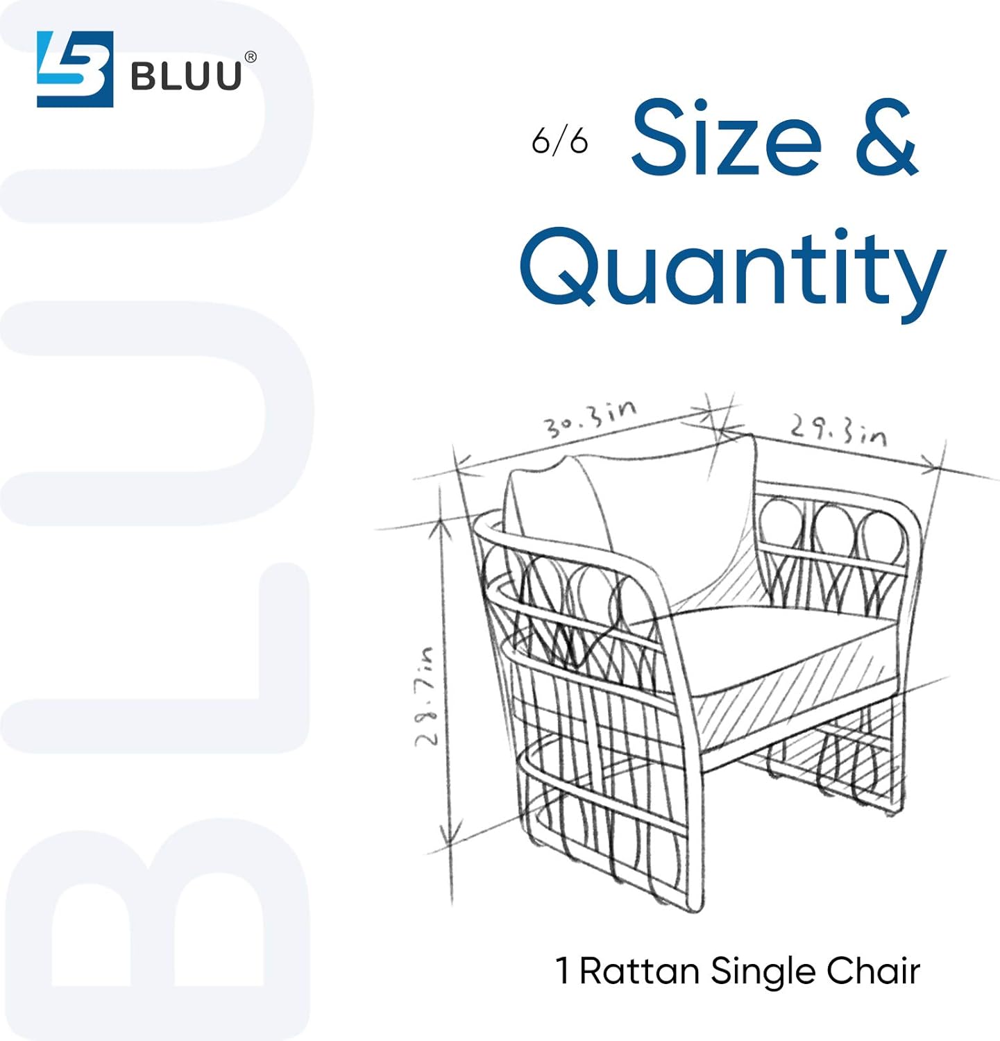 BLUU Rattan Chair in Aluminum Classic Patio Furniture Wicker Conversation Bistro Set/Water Rust & Aging Resistant (Chair) : Garden & Outdoor