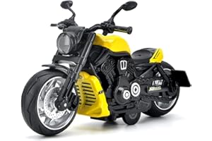 CYYSFIVQZ Toy Motorcycle,Pull Back Motorcycle Toy with Sounds and Lights,1:12 Alloy Motorcycle Model for Boys,Pull Back Motorcycle Toys Gift for Boy Girl (Yellow)