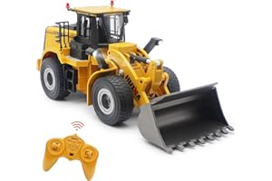 Mostop Remote Control Front Loader 9 Channel RC Bulldozer Toy 4WD Construction Vehicles Truck, 2.4Ghz Remote Control Bulldoze