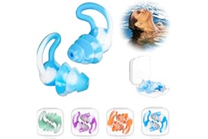PEEH Ear Plugs for Swimming, 4 Pairs Reusable Silicone Earplugs for Swimming Surfing Snorkeling & Other Water Sports, Waterproof Ear Plugs for Swimmer's Ear Protection(Mix Color)