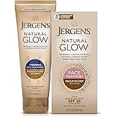 Jergens Natural Gradual Glow Bundle Pack: Daily Moisturizer +Firming 7.5fl oz and SPF20 Face Moisturizer 2fl oz, Medium to Tan