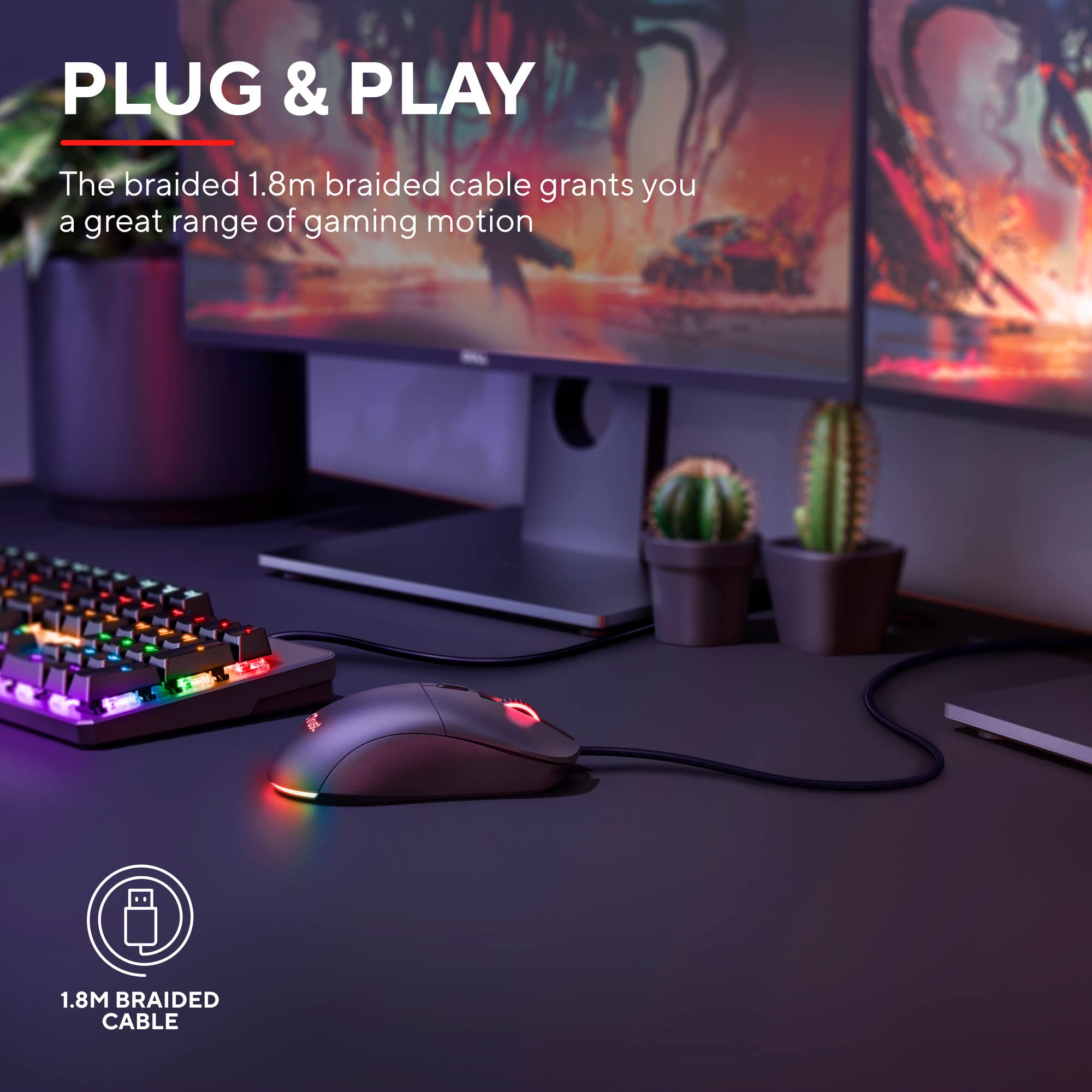 Trust Gaming GXT 981 Redex Federleichte Gaming-Maus, 200-10.000 DPI, 80-Mill-Kailh-Schaltern, Optischer Sensor, RGB-Maus, 6 Programmierbare Tasten, PC-Maus für Laptop, Computer, Windows – Schwarz 5