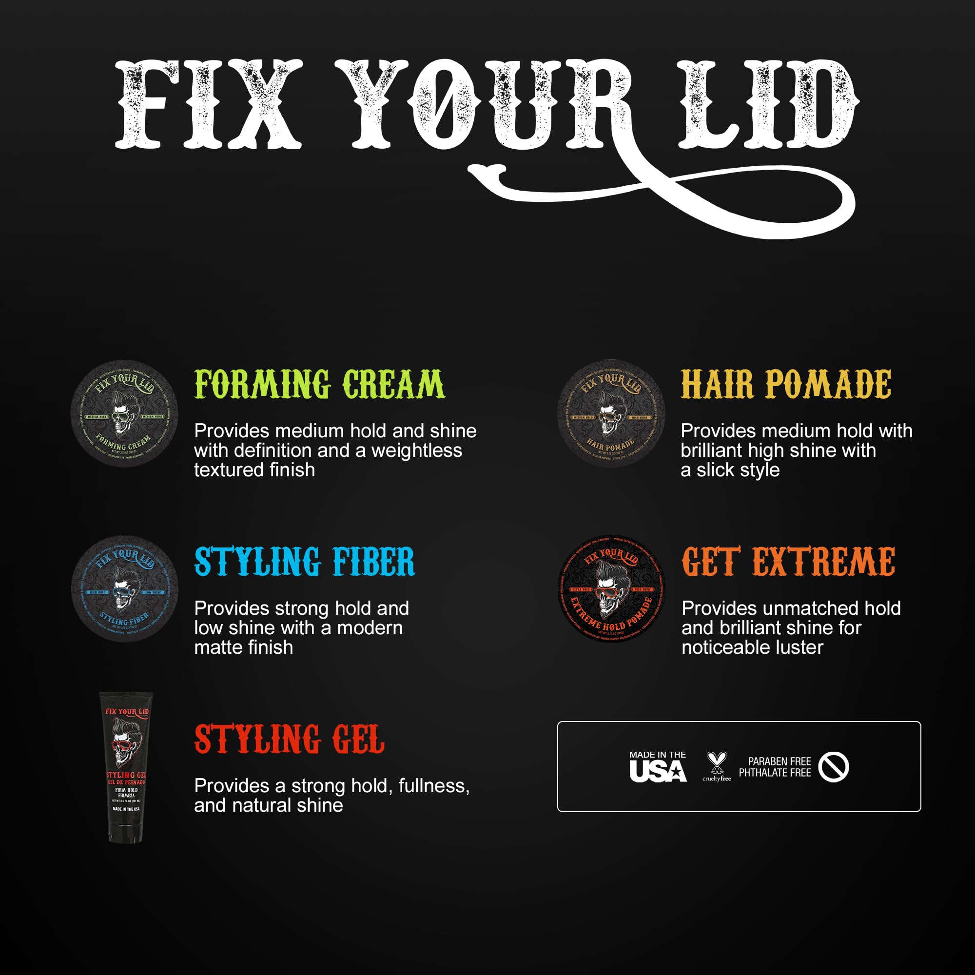 Fix Your Lid Forming Cream 3.75 oz Medium Hold Hair Cream For Men - Mens Hair Gel Medium Shine - All Day Hold Styling Cream For All Hairstyles - Easy To Wash Out