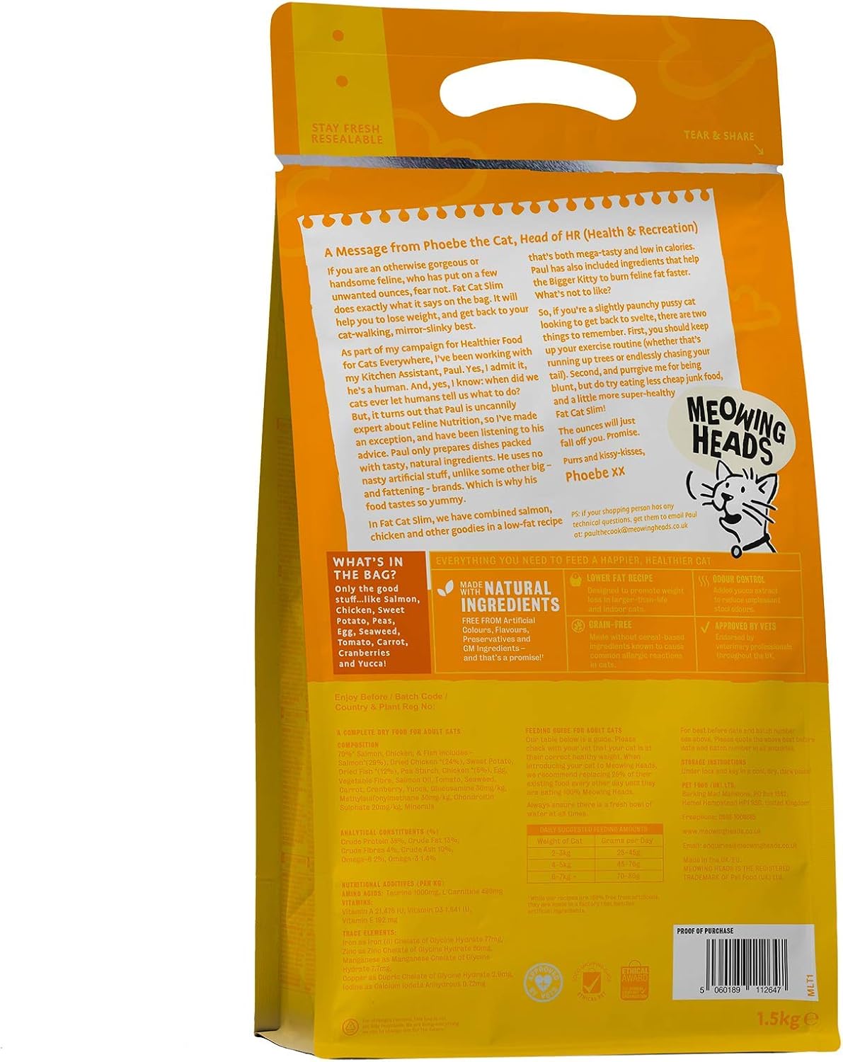 Meowing Heads Complete Dry Cat Food 1.5kg - Fat Cat Slim - Vet Approved, May Vary, 1.5 kg (Pack of 1) - Image 3
