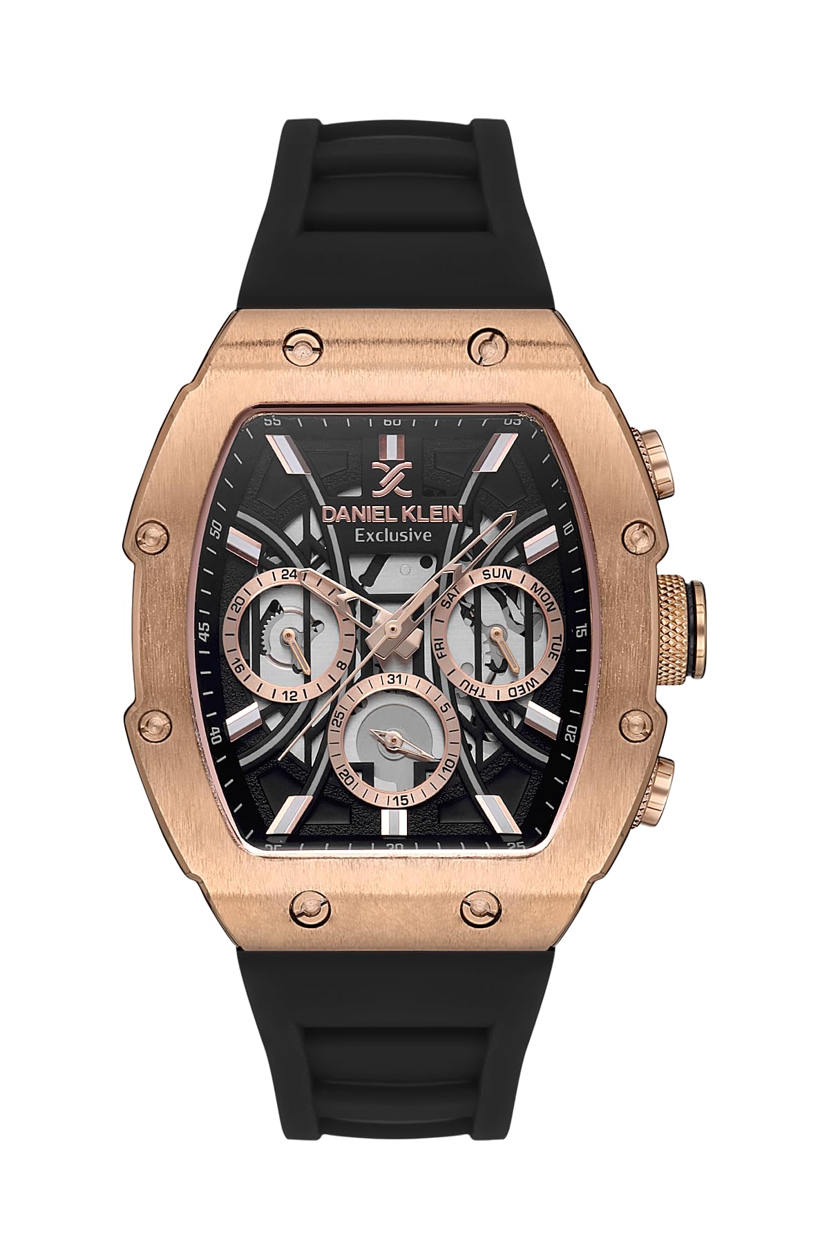 Photo 1 of Daniel Klein, Watch for Men, Multifunction Mens Watch - Colorful Wrist Watch for Men, Analog Wrist Watch, Luxury Watches for Men, Mens Silicone Strap Watch (Rose Gold/Black)