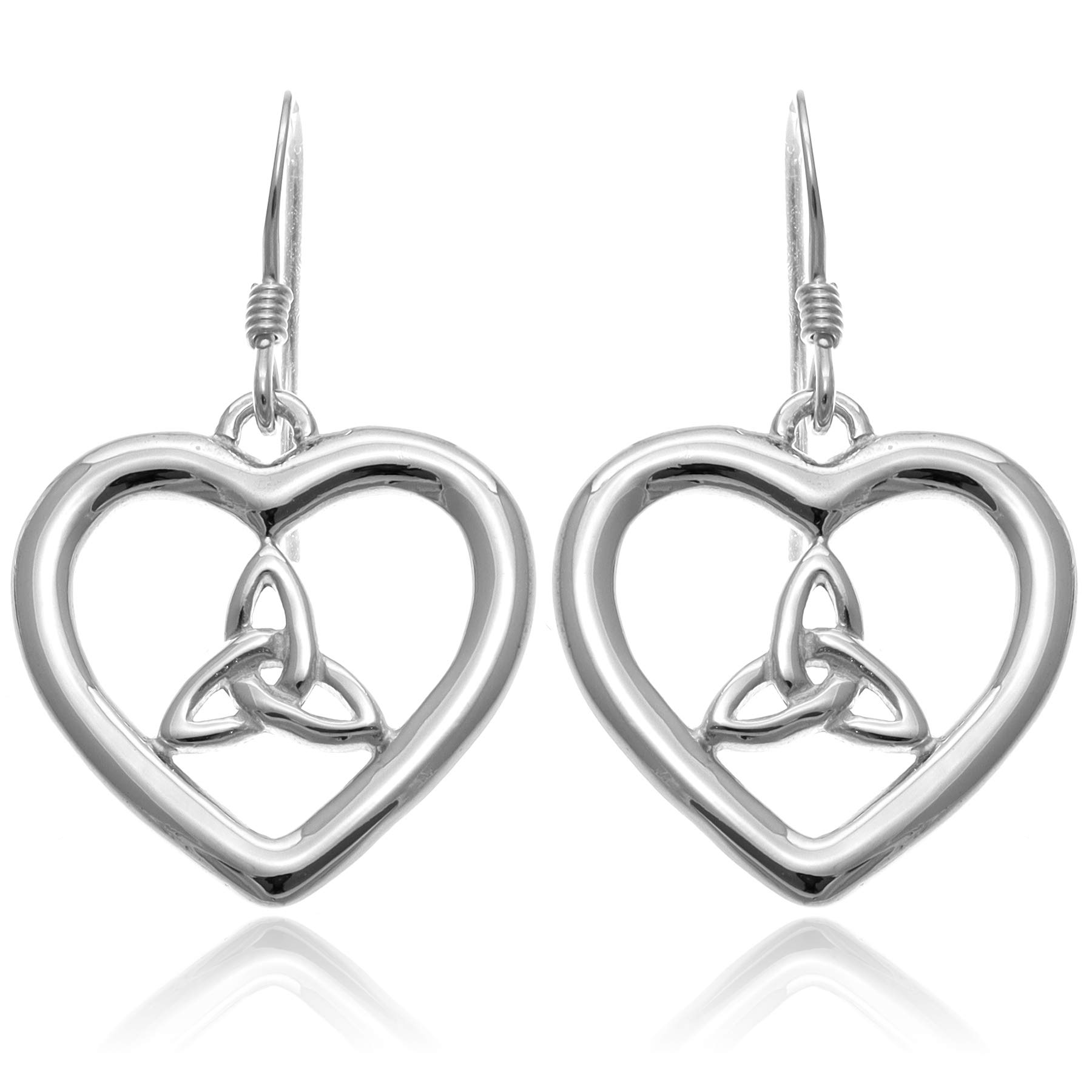 Alexander Castle 925 Sterling Silver Celtic Heart Trinity Knot Earrings for Women - Hypoallergenic Drop Earrings with Jewellery Gift Box