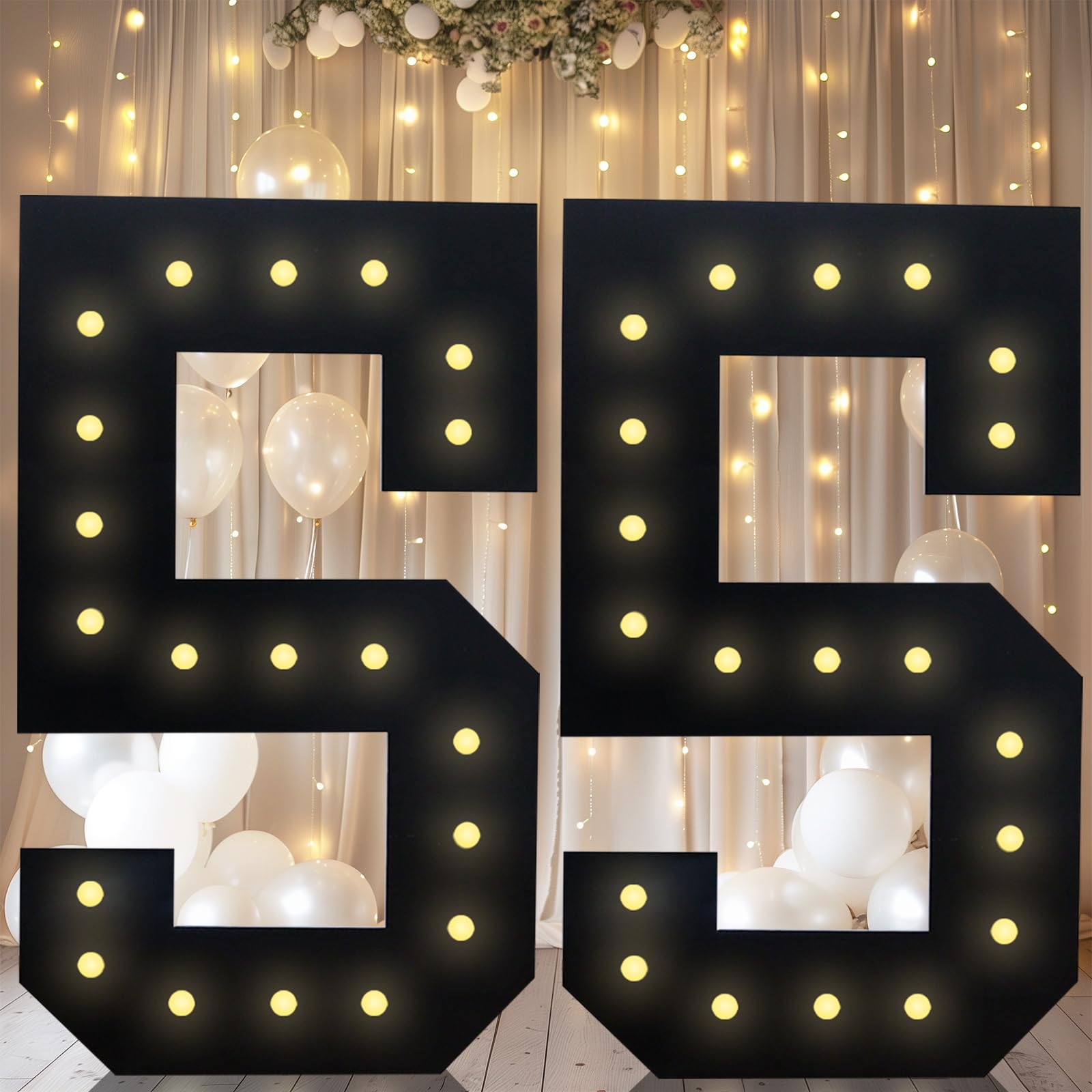 LOBOOM 4FT Black Marquee Number 55, Giant Mosaic Number for 55th ...