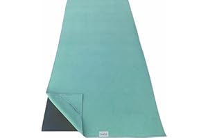 NORCIA , Yoga Towel, Non Slip Hot Yoga Mat Towel with Corner Pockets, 100% Microfiber, Mat-Sized 24" x 72", Sweat Absorbent, Perfect for Hot Yoga, Bikram, Pilates and Yoga Mats (Aqua Blue)