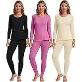 Patelai 3 Sets Thermal Underwear for Women with Fleece Lined Long Underwear Women Base Layer Cold Weather