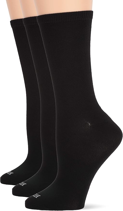 HUE Women's Super Soft Crew Sock 3 Pair Pack Casual, Black, One Size