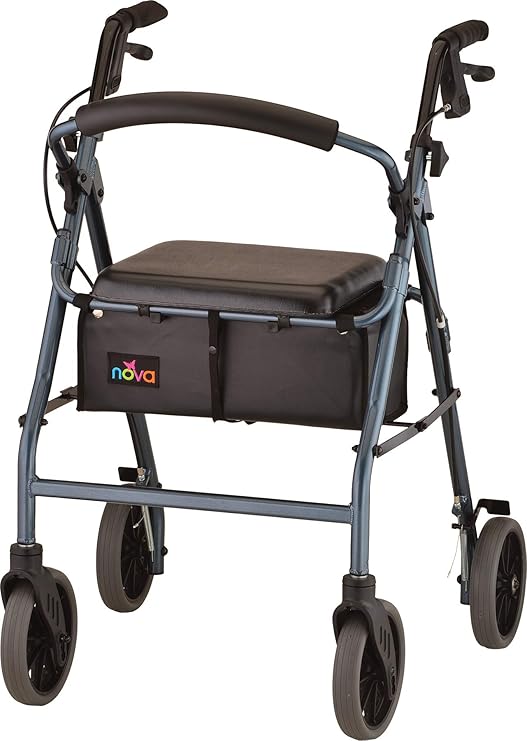 NOVA Zoom Rollator Walker with 24” Seat Height, Blue