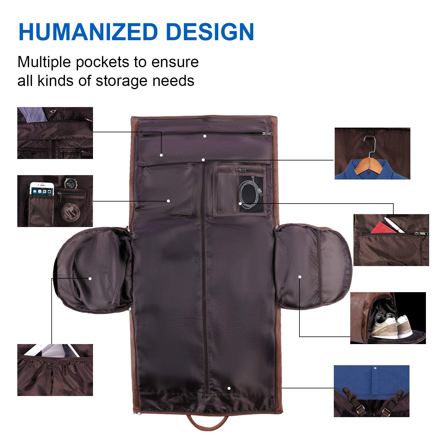 seyfocnia Convertible Travel Garment Bag,Carry on Garment Duffel Bag for Men Women - 2 in 1 Hanging Suitcase Suit Business Travel Bag