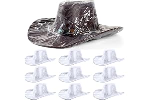 Lasnten 10 Pcs XL Cowboy Hat Cover Rain Dust Plastic Waterproof Hat Protector Elastic Cover Unisex Travel Western Storage
