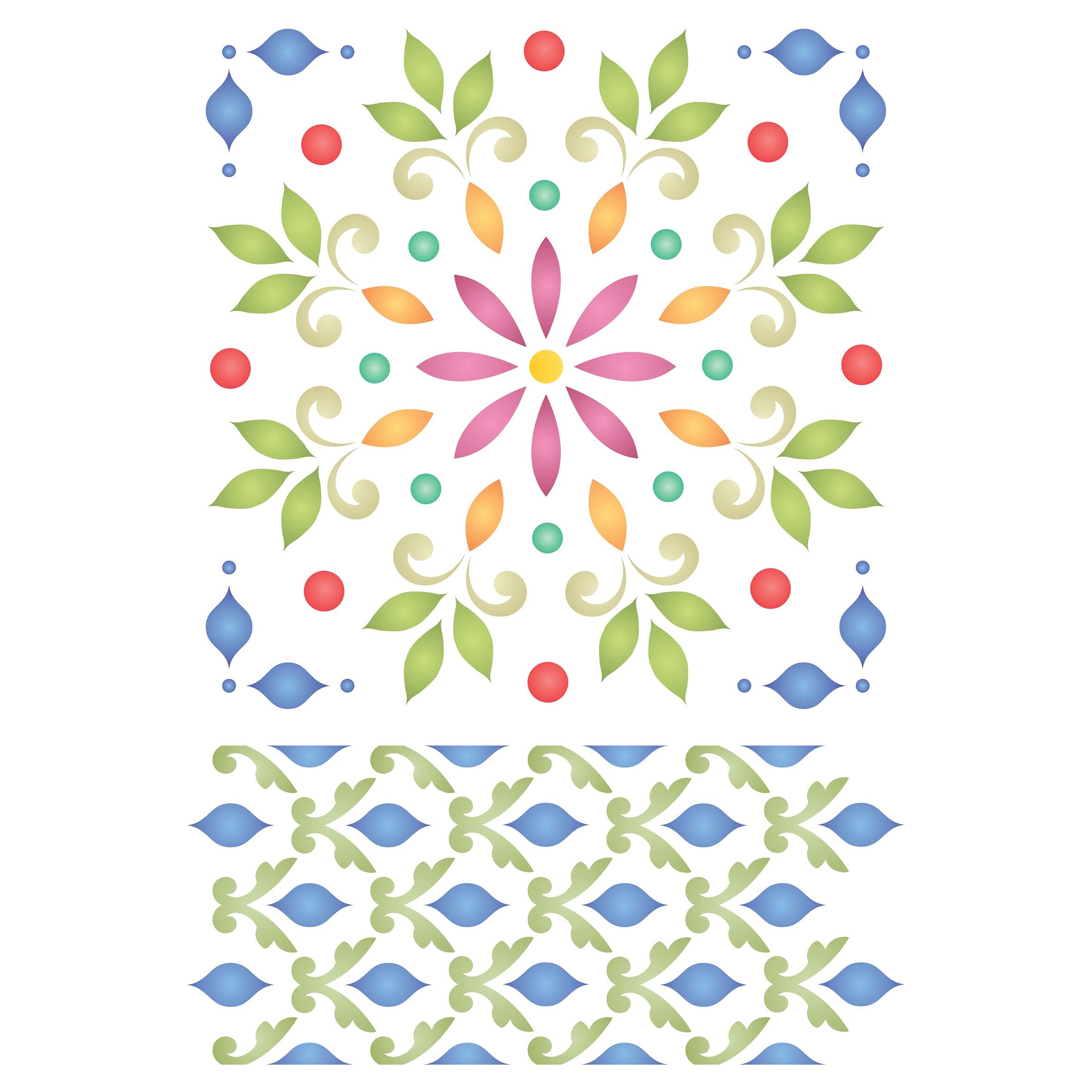 Folk Mandala Layering Stencil, 11.43 x 16.51 cm - Stencil Company Original Ethnic Stencil Mask use to Add Texture, Design and Accents to Mixed Media Backgrounds