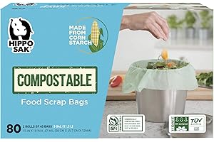 Hippo Sak Compostable Small Food Scrap Bags, 80 Count