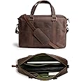 Hide & Drink, Laptop Bag, Rustic Briefcase with Adjustable Shoulder Strap, Vintage Portfolio, Full Grain Leather, Handmade, Bourbon Brown