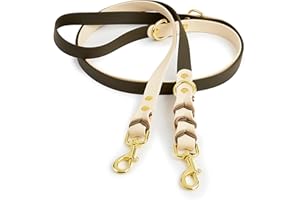 Albcorp Braided Hands-Free Dog Leash – Small & Medium Sizes, 7.2 ft Long – PVC Coated, Adjustable for Cross-Body, Waist, or Handheld Use – Waterproof, Customizable & Durable. Cream/Green, Medium