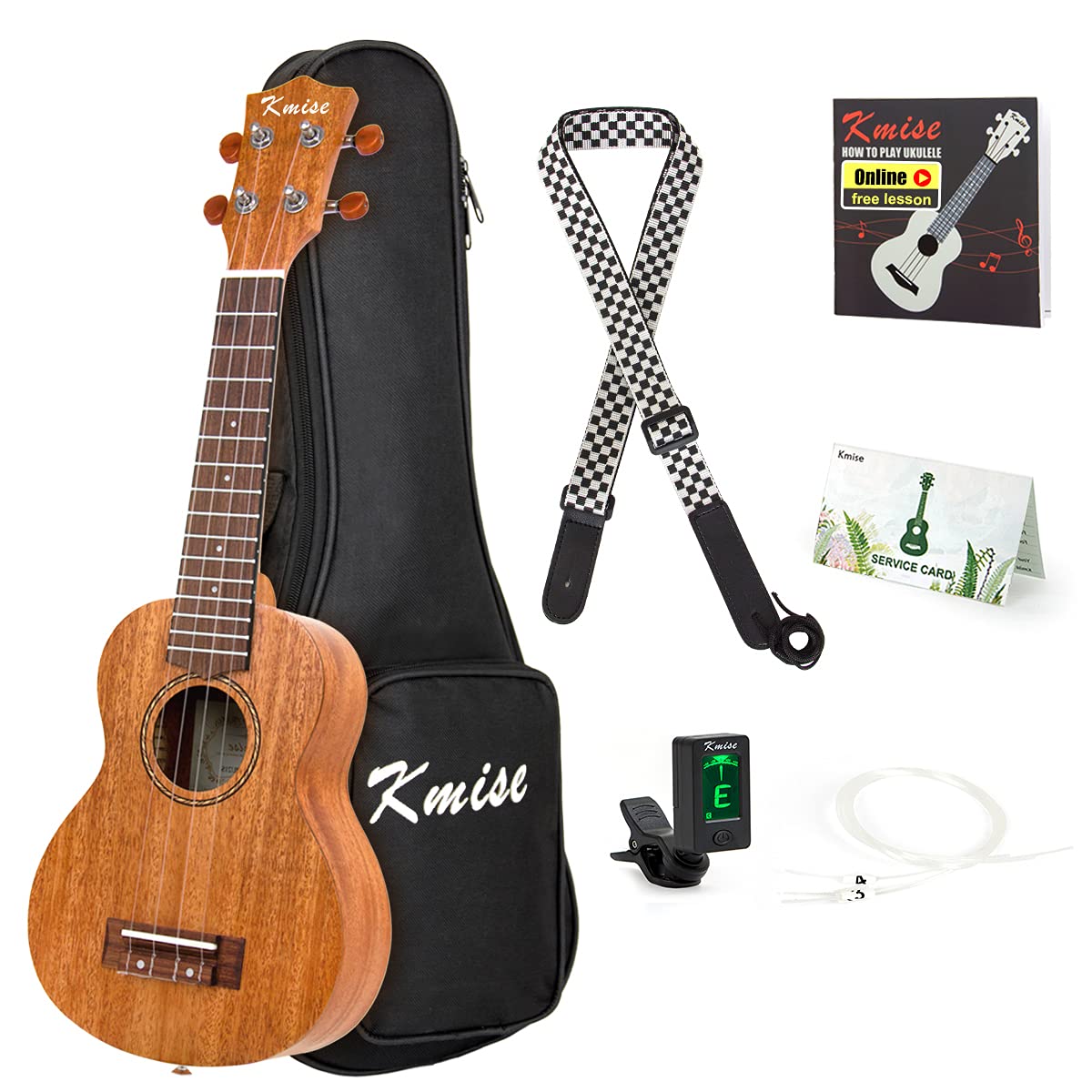 Kmise 26 Inch Tenor Classical Ukulele Kit Tiger Flame Okoume Wood for Beginner and Professional Player Image
