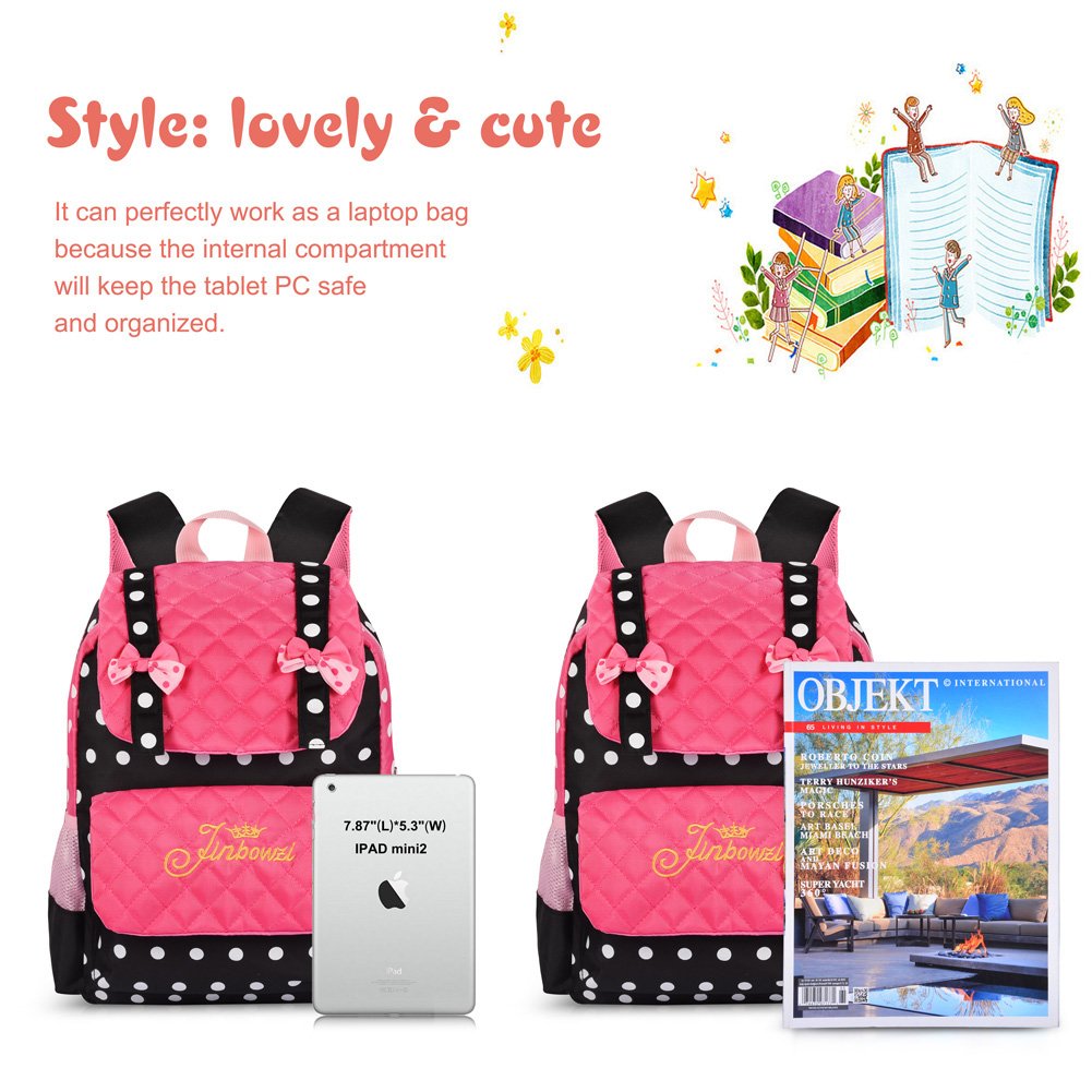 Vbiger Kinderrucksack Rucksack Kinder Kindergartenrucksack Rucksack für Mädchen 3-7 Jahren (Schwarz+rosa)