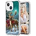 ICEDIO Christmas Phone Case for iPhone 13 Mini with Screen Protector - Fashionable Trendy Designs - Clear Acrylic Shockproof Protective Cover 5.4" - Christmas Deer