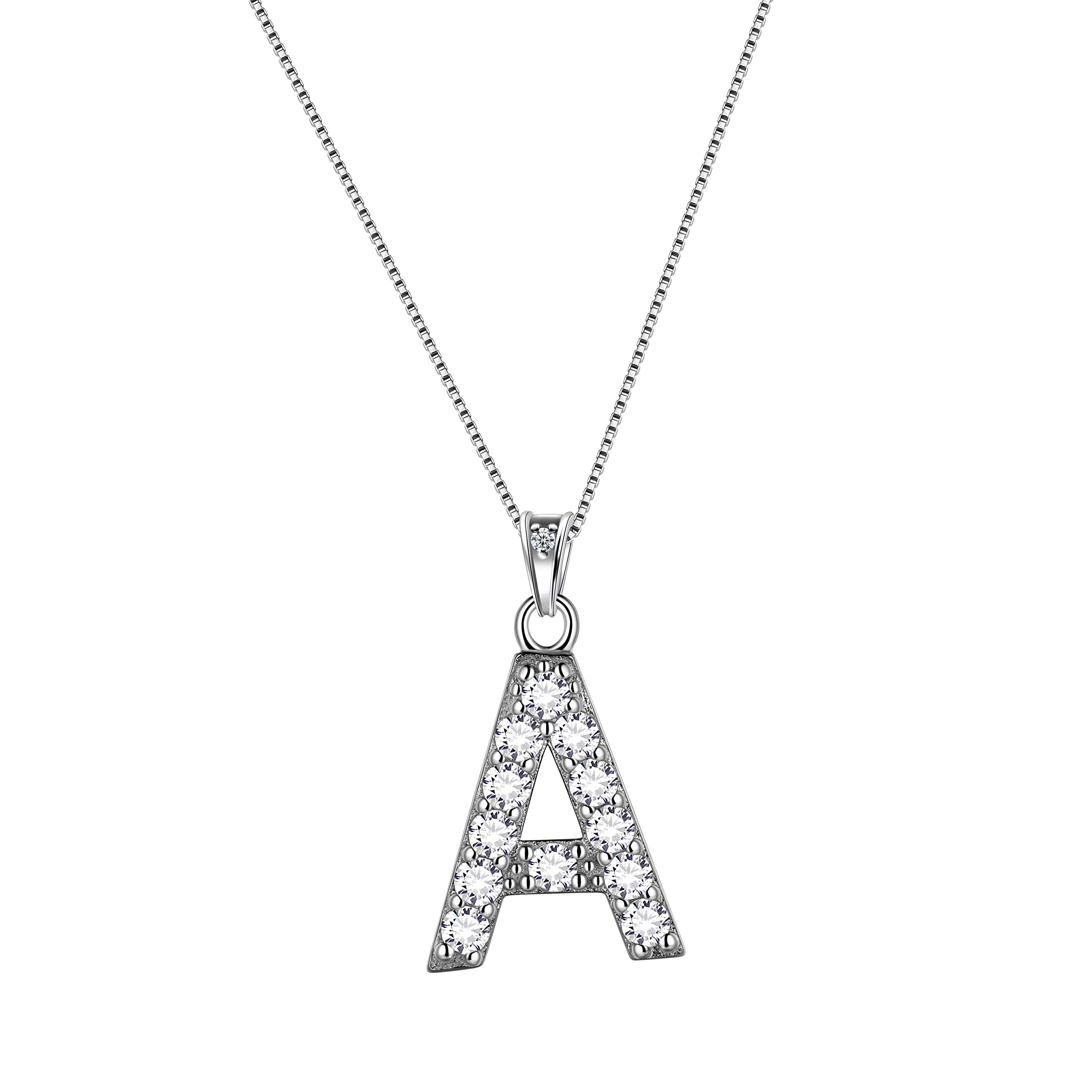 Aurora Tears Letter A Necklaces 925 Sterling Sliver Initial A Alphabet Pendant with Cubic Zirconia Jewellery for Women and Men DP0261A — image 1