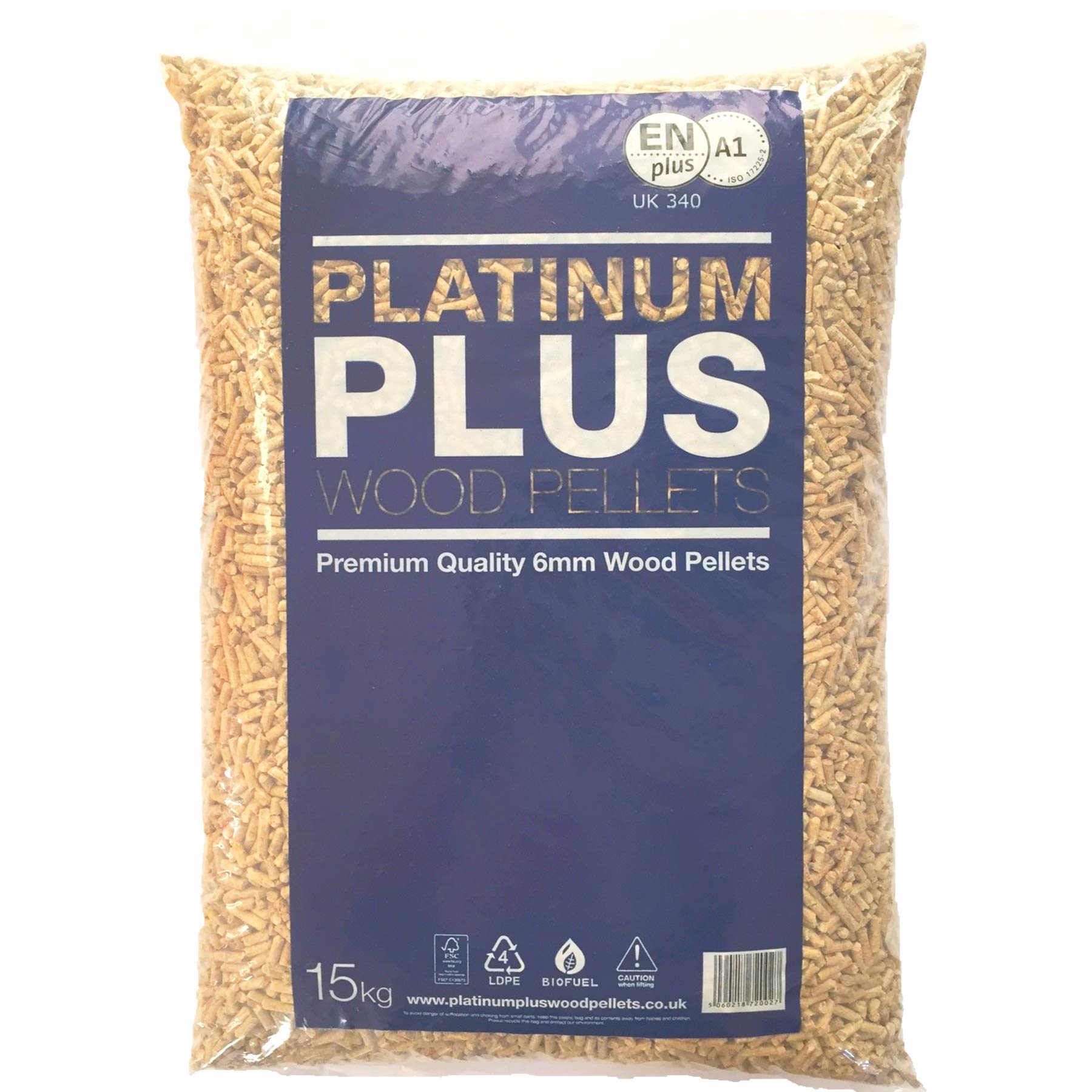 Platinum Plus Wood Pellets | Ideal for Ooni Pizza Oven, Ninja Woodfire Outdoor Grill, Pellet Stove and more | Pizza Oven Accessories | EnPlus A1 Certified | 6mm Wood Pellets | 15kg Bag