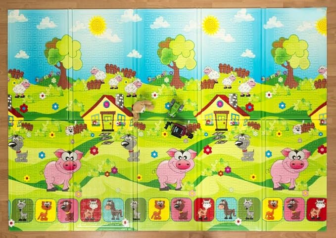 eHomeKart Baby Folding Mat PlayMAT - Non Toxic, Waterproof, Portable and Washable Play Mat for Kids & Toddlers - Perfect for Outdoor or Indoor Use - 6.2 x 4.5 feet - 10mm Thickness (Sheep)