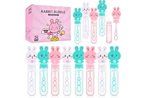 WOBENY 24 Pack Bunny Bubble Wands for Kids - 3 Colors Large Cartoon Rabbit Bubbles Bulk with Refill Solution Toys for Carnival Christmas Easter Day Basket Goodie Bag Stuffers Birthday Gifts Party Favors