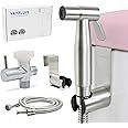 Vayzluiy Handheld Toilet Bidet Sprayer for Toilet-Adjustable Water Pressure Control with Bidet Hose for Feminine Wash, Stainless Steel Brushed Nickel Cloth Diaper for Baby Wash (Stainless Steel, 1)
