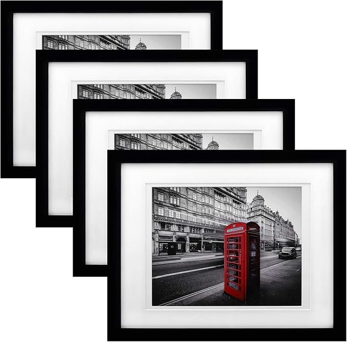 11x14 Black Picture Frame with Both 8x10 and 8.5x11 Mats
