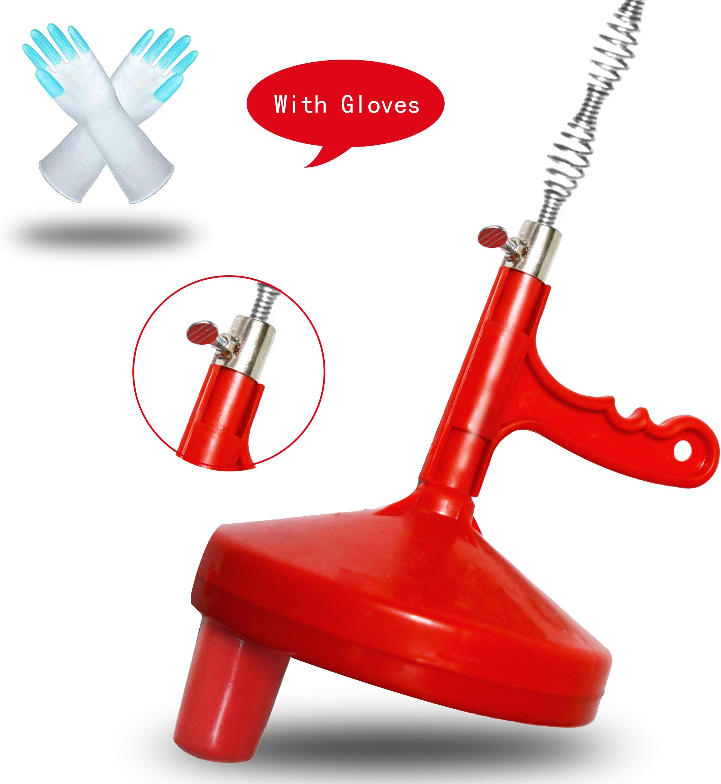 Plumbing Snake Pipe Clog remover Cleaner,Drain Auger Unblocker Remover Cleaning Cable for Sewer/Bathtub Drain/Kitchen Sink Cleaner,With Gloves
