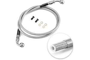 Mofun 50" Extended Length Hydraulic Front Brake Line Kit Non-ABS Compatible with Harley Sportster XL883 XL883N XL1200X 2004-2022, For 14"-16" Handlebar, Stainless Steel, Chrome