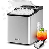 Sencre Ice Makers Countertop 26.5Lbs/24H, 9 Ice Cubes Release in 6 Mins, Ice Machine with 2 Sizes Bullet Ice, Self-Cleaning Portable Ice Maker with Ice Scoop and Basket for Home Kitchen Office Bar RV
