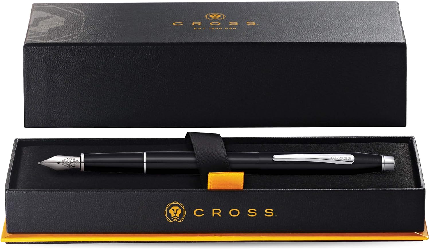 Cross Classic Century Black Lacquer Fountain Pen with Chrome Appointments and Stainless Steel Medium Nib Item# AT0086-111 - Image 3