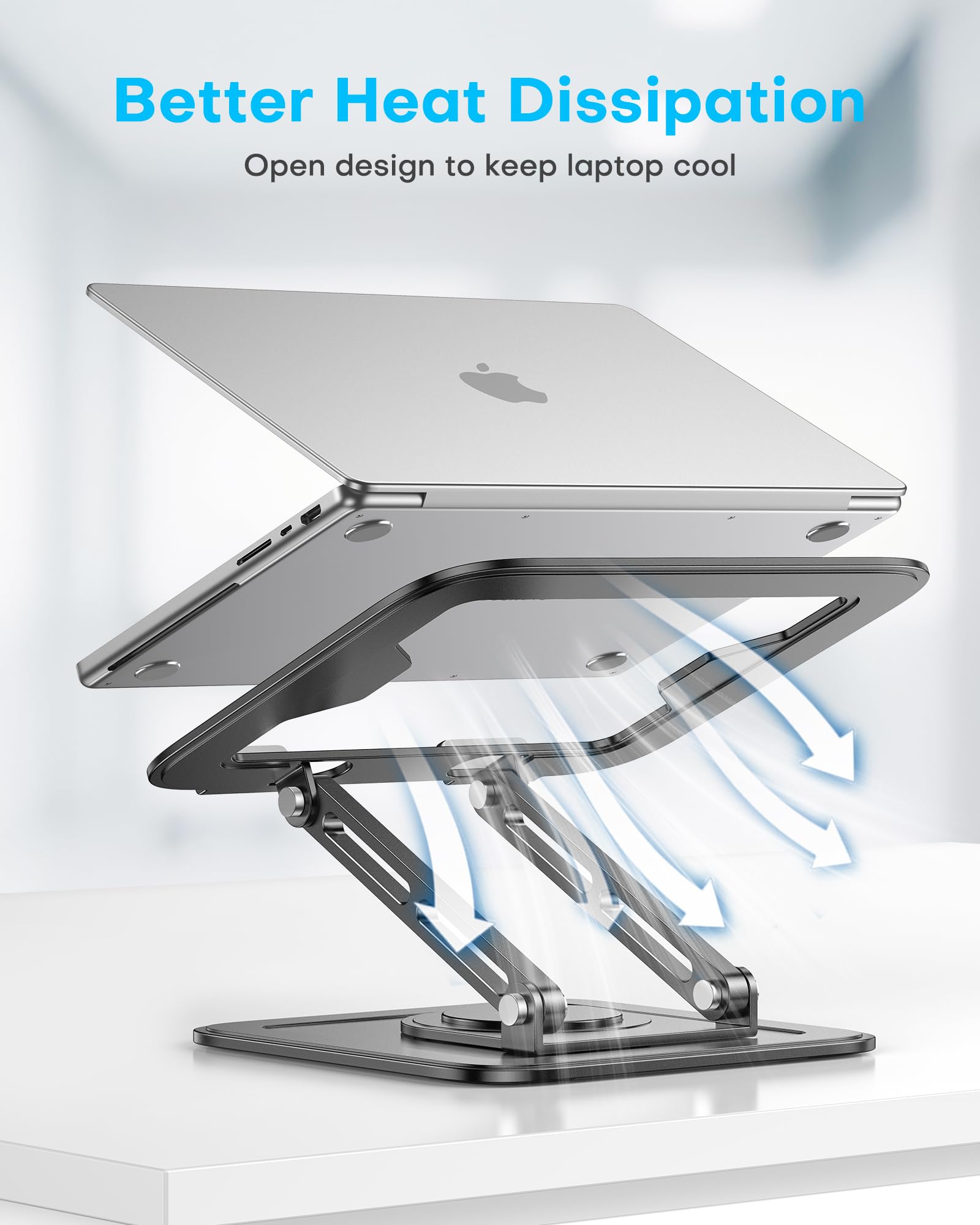 Adjustable Laptop Stand, Computer Stand with 360 Rotating Base, Ergonomic Laptop Riser Mount for Desk Foldable Protable Computer Desk Fits with MacBook Pro Air (10-16