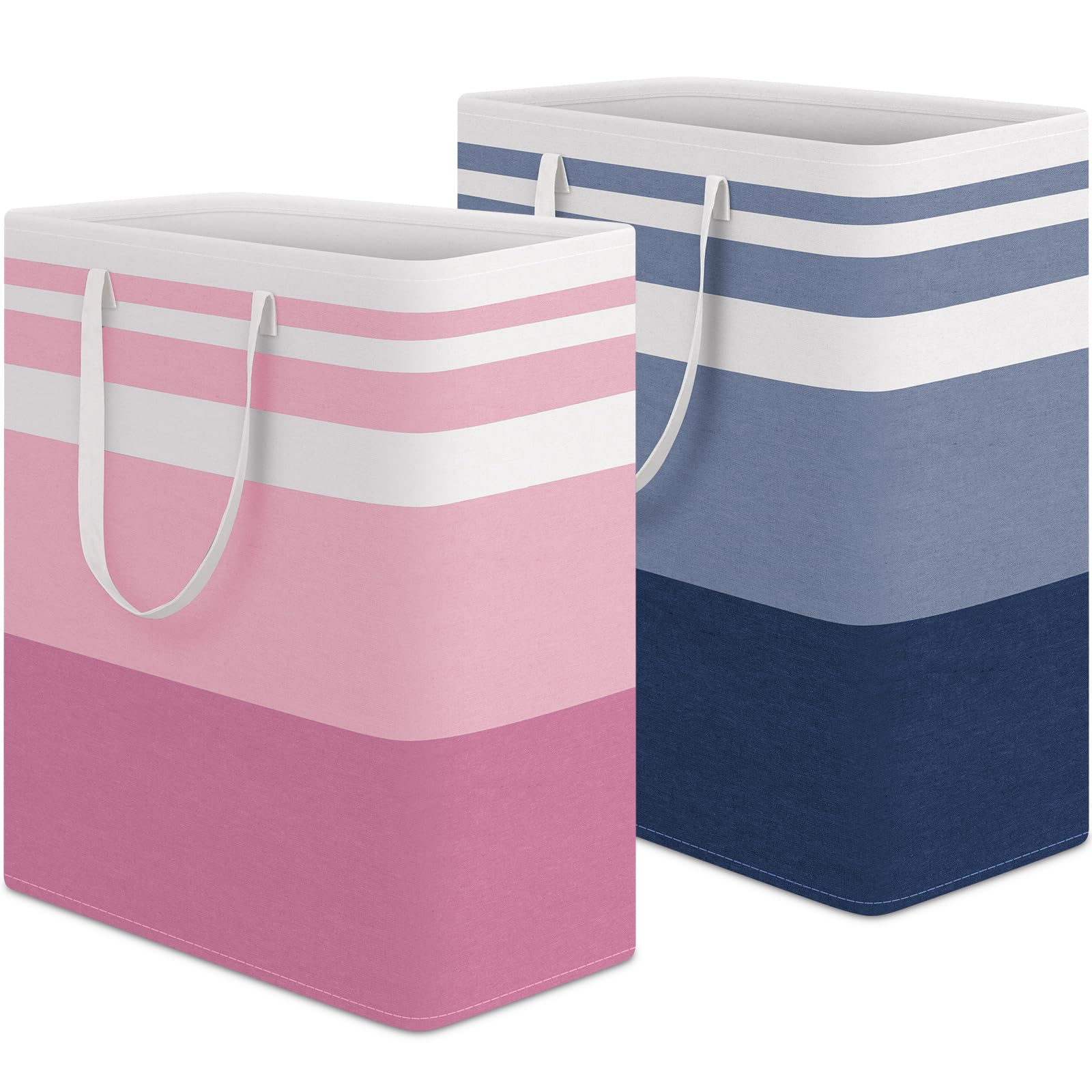 HomeHacks 2 Pack Laundry Baskets, Laundry Hampers Bags (Blue+Pink 100L)