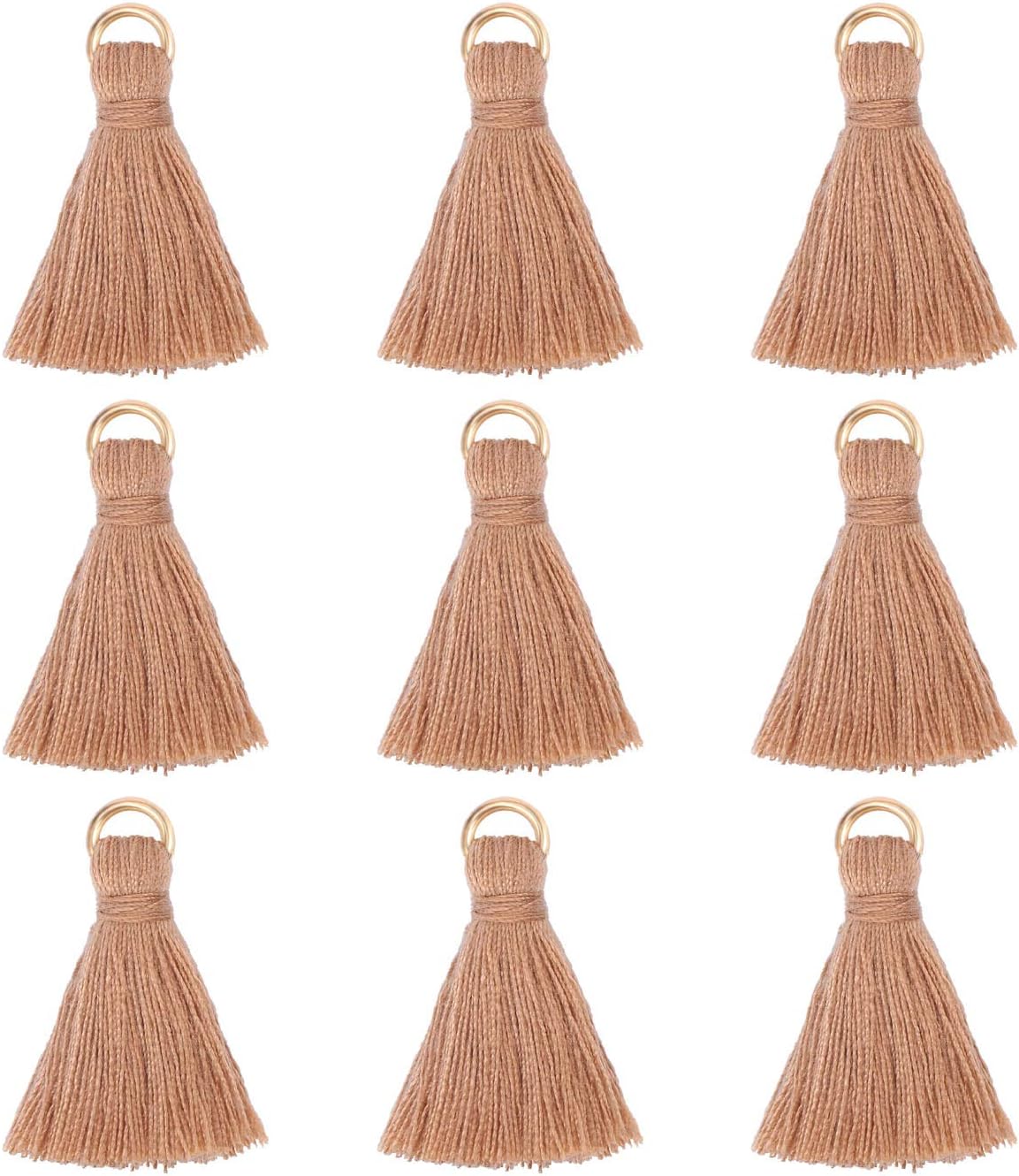 ALEXCRAFT 100pcs Brown Mini Tassel Charms Tiny Short Cotton Tassel Supplies for Crafts and Jewelry Making