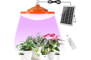 ladate Solar Plant Grow Light Battery Powered, 96 LED Full Spectrum Hanging Grow Lights for Indoor Plants with Timer, Solar P