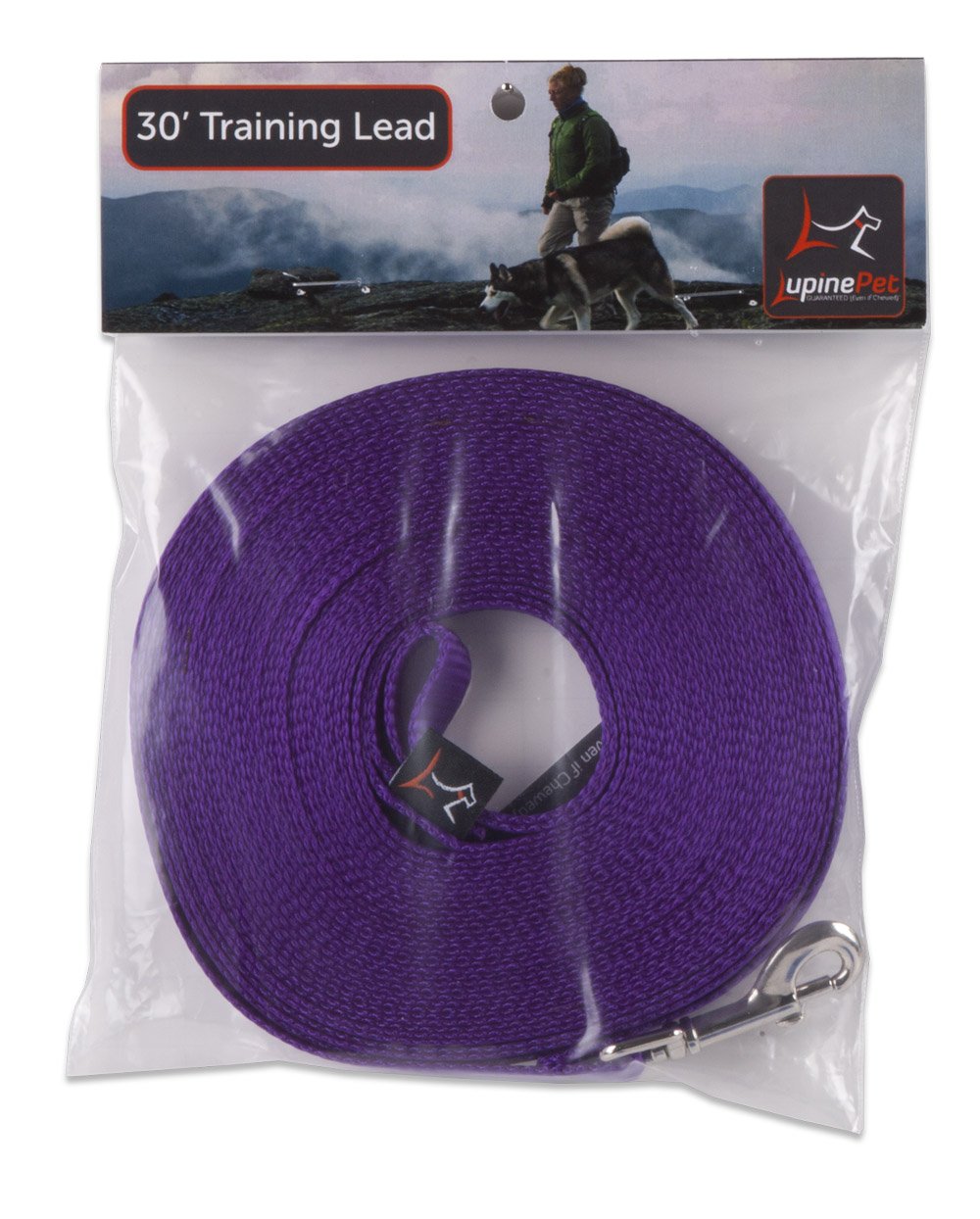 LupinePet Basics 1/2" Purple 30-foot Extra-Long Training Lead/Leash for Small Pets