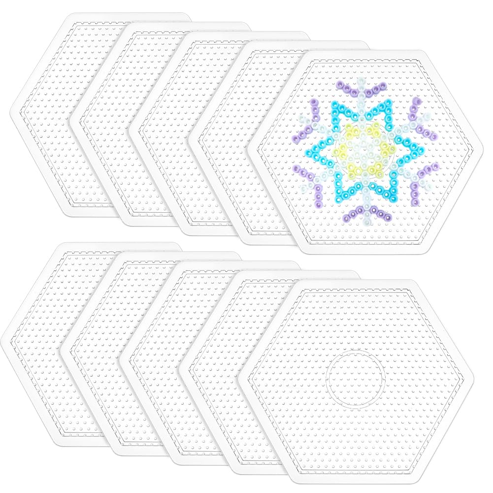OLYCRAFT 10pcs Hexagon Fuse Beads Pegboards 5mm Clear Plastic Perler Bead Boards Fuse Beads Pegboards Plastic Bead Boards for DIY Craft