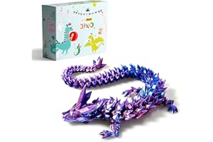 LEWELLRY 3D Printed Dragon Toys, 3D Printed Fidget Toys, Dragon Fidget Toy, Articulated Dragon, Home Office Decor Executive Desk Toys (Red-Blue)