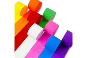 PartyWoo Crepe Paper Streamers 8pcs 656ft Pack of Rainbow Colorful Crepe Paper Streamers for Graduation Baby Shower Unicorn Fiesta Safari Flower Spring Rainbow Theme Birthday Party Decorations