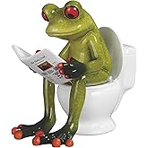 ICE ARMOR 4" H Frog Reading on Toilet Figurine Statue Sculpture Ornament Decoration Home/Room Decor Ideas for Housewarming, Holidays and Birthdays Great Collectible Addition