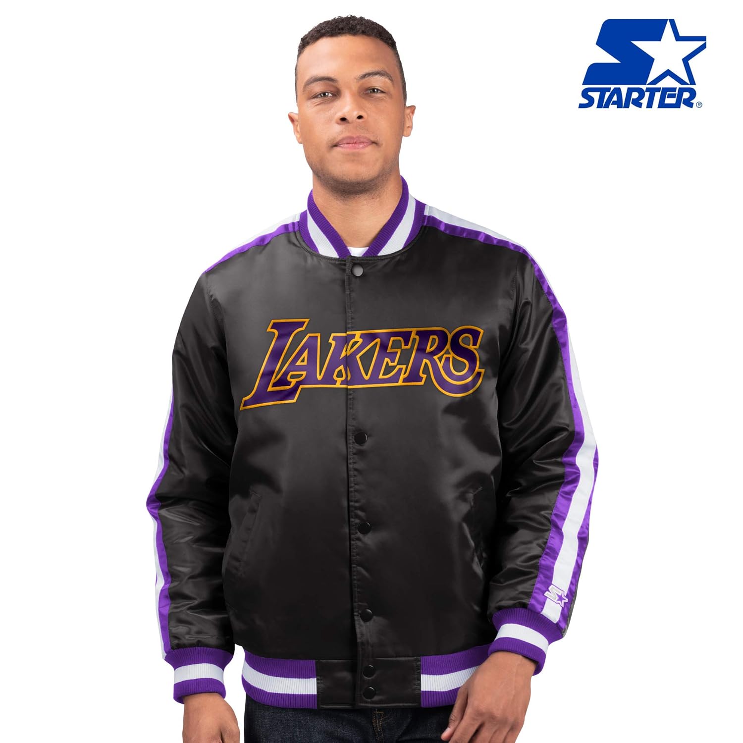 lakers starter jacket black